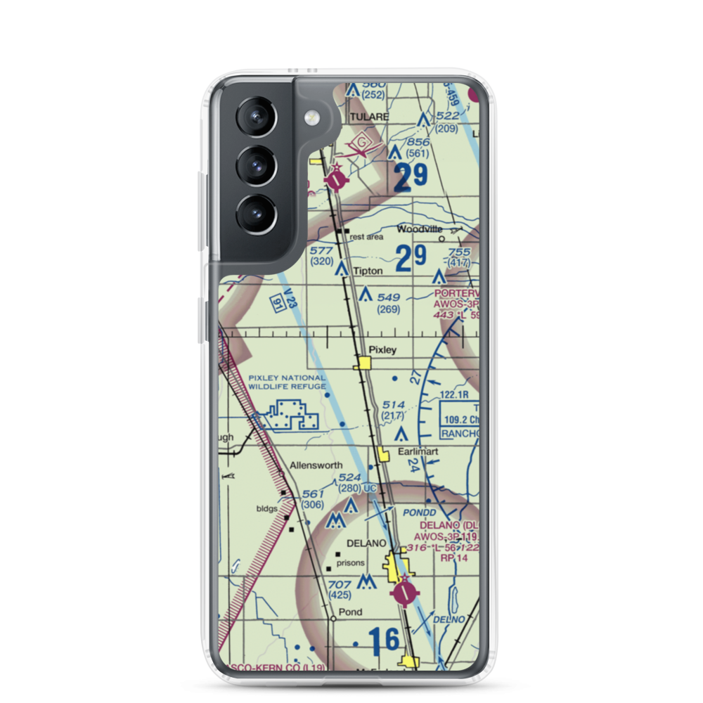 Pixley Airport (P27) VFR Sectional Samsung Case Samsung Galaxy S21 model shown