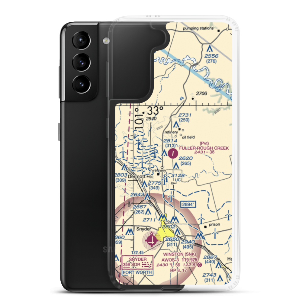PL Fuller Rough Creek Ranch Airport (60XS) VFR Sectional Samsung Case Samsung Galaxy S21 Plus model shown