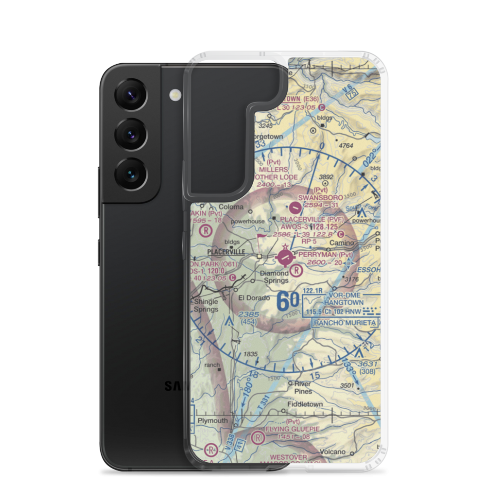 Placerville Airport (PVF) VFR Sectional Samsung Case Samsung Galaxy S22 model shown