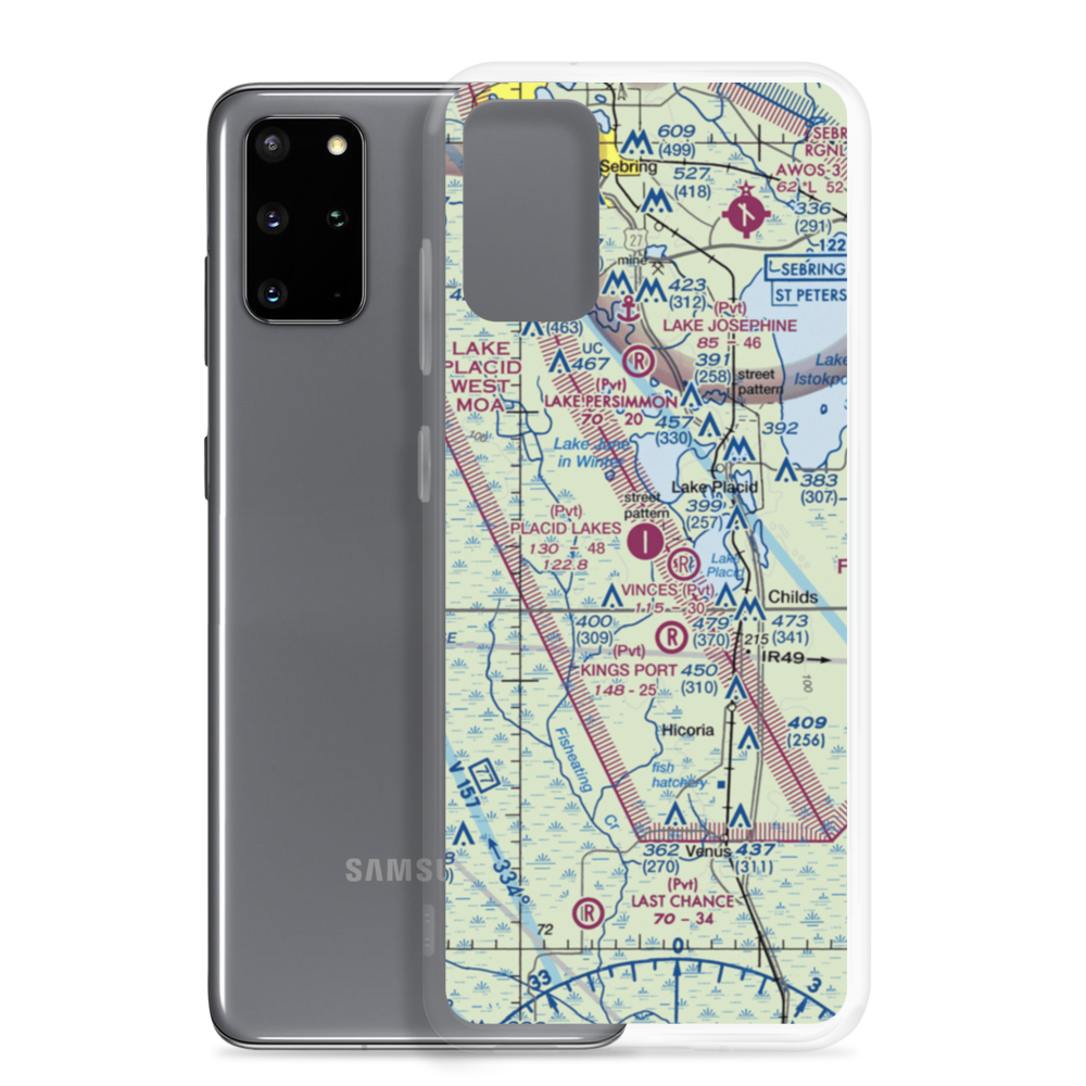Placid Lakes Airport (09FA) VFR Sectional Samsung Case Samsung Galaxy S20 Plus model shown