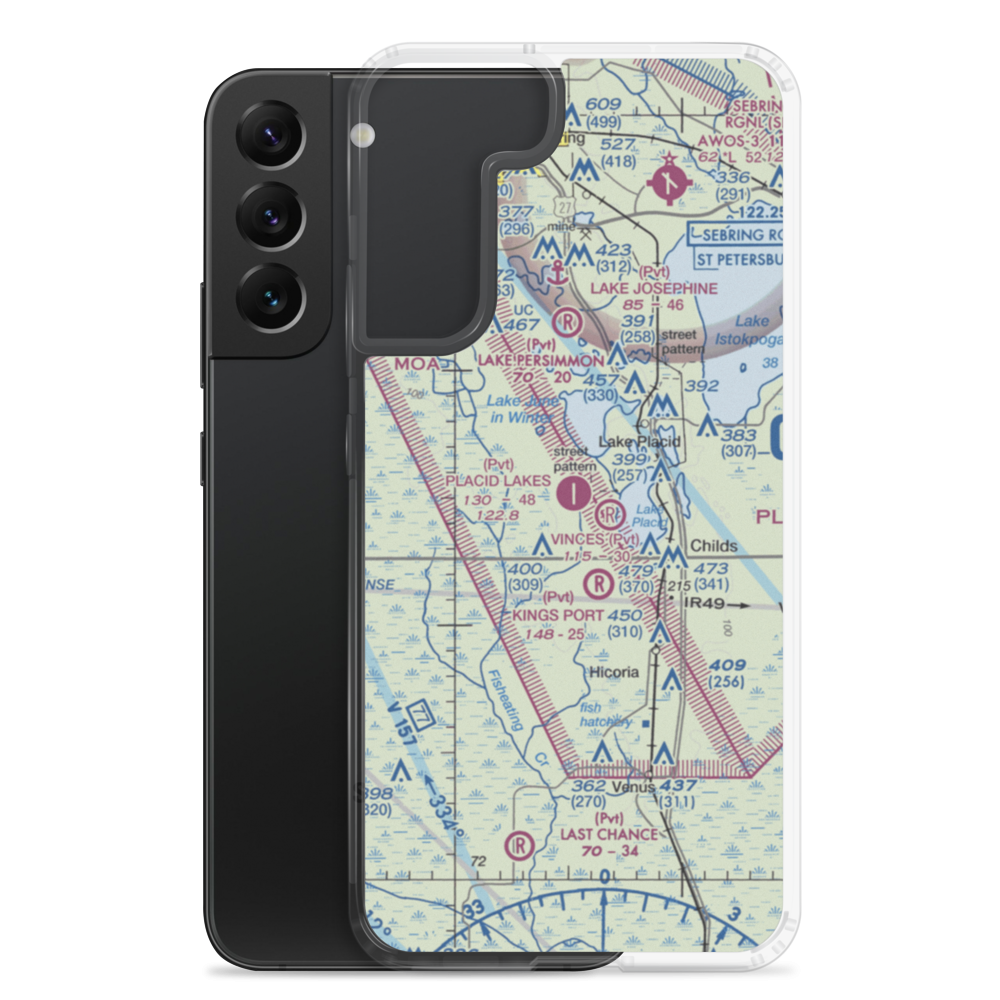 Placid Lakes Airport (09FA) VFR Sectional Samsung Case Samsung Galaxy S22 Plus model shown