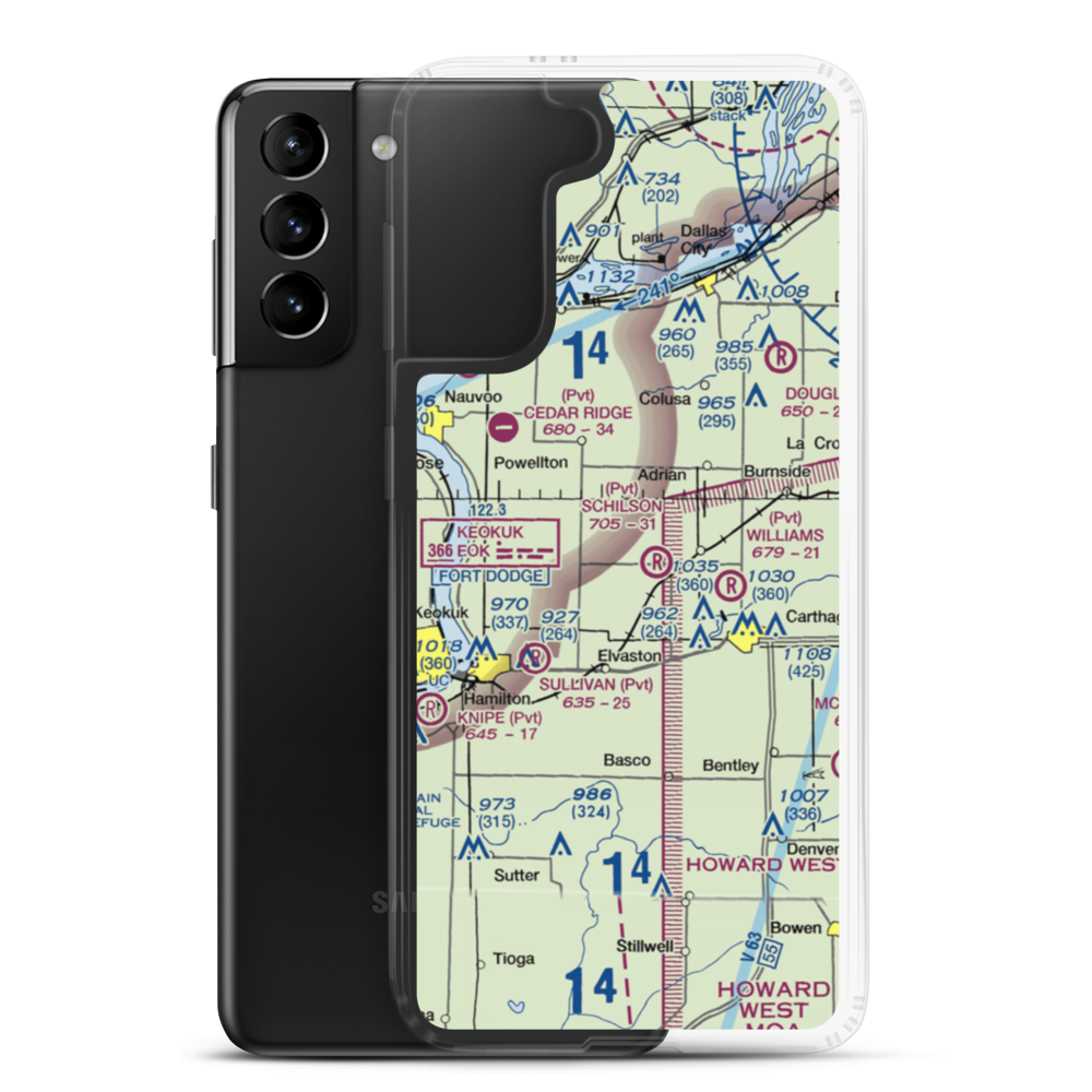 Plain Crazy Airport (4IS1) VFR Sectional Samsung Case Samsung Galaxy S21 Plus model shown