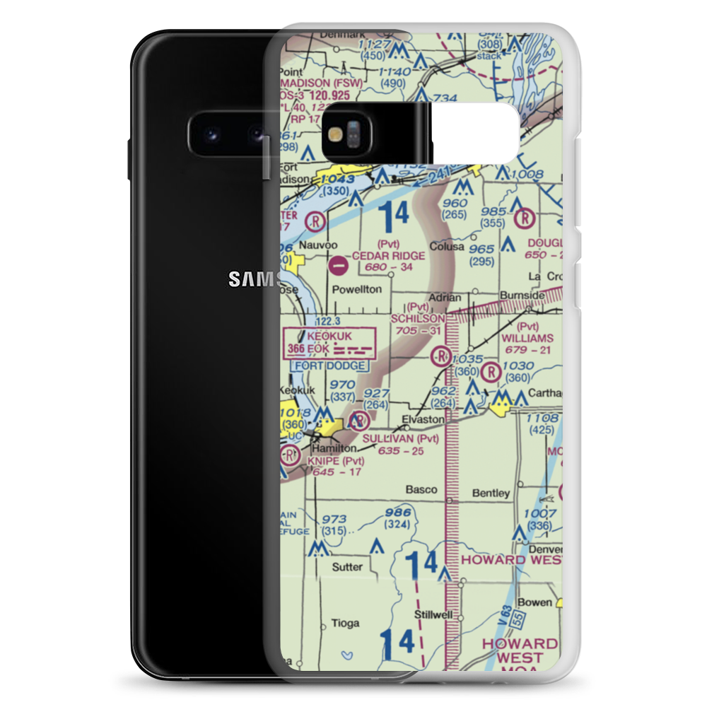 Plain Crazy Airport (4IS1) VFR Sectional Samsung Case Samsung Galaxy S10+ model shown