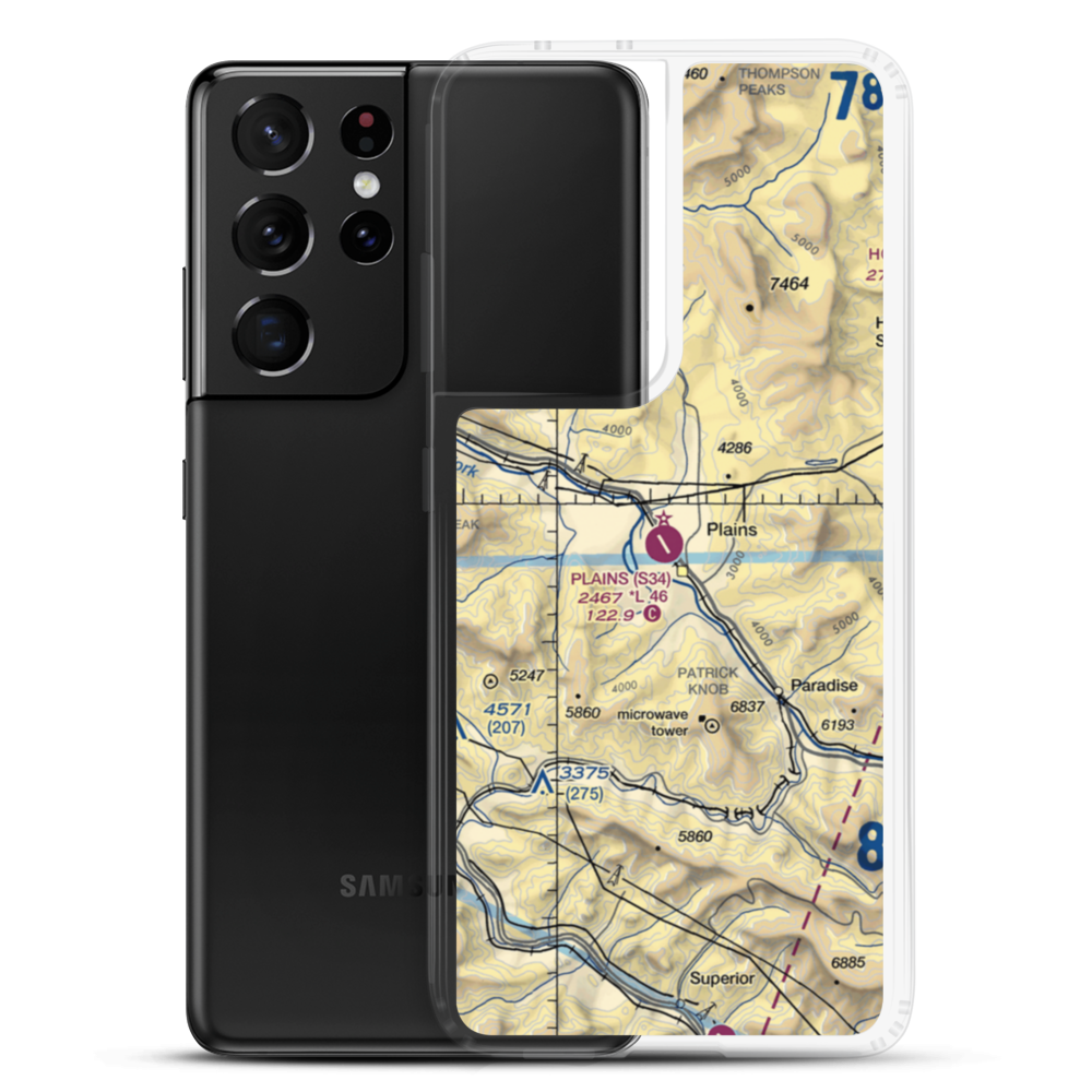 Plains Airport (S34) VFR Sectional Samsung Case Samsung Galaxy S21 Ultra model shown