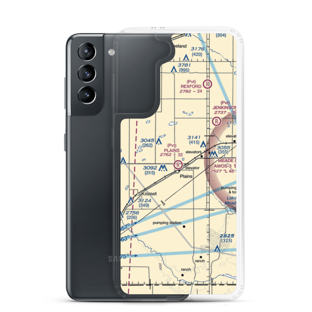 Plains Municipal Airport (2KS5) VFR Sectional Samsung Case Samsung Galaxy S21 model shown