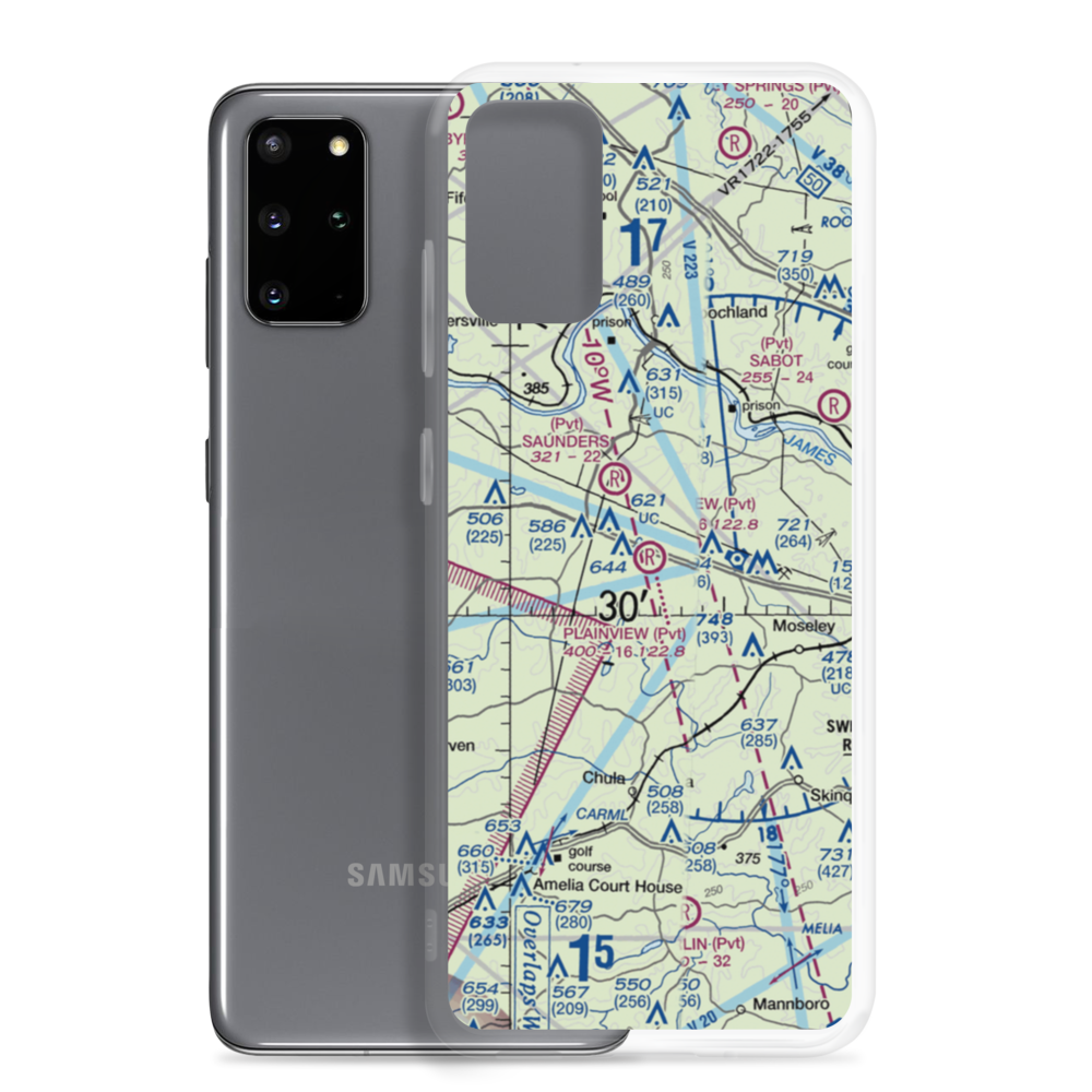 Plainview Airport (VA94) VFR Sectional Samsung Case Samsung Galaxy S20 Plus model shown