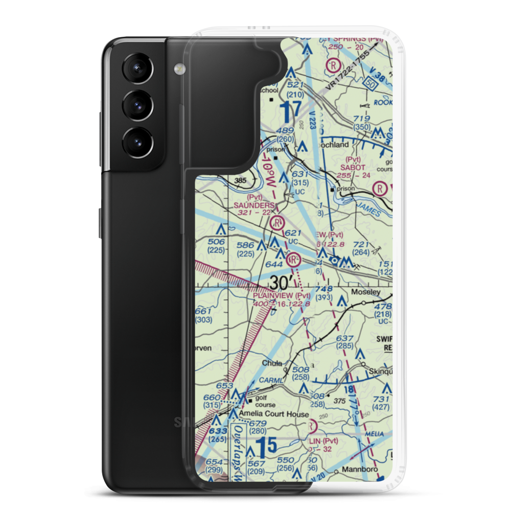 Plainview Airport (VA94) VFR Sectional Samsung Case Samsung Galaxy S21 Plus model shown