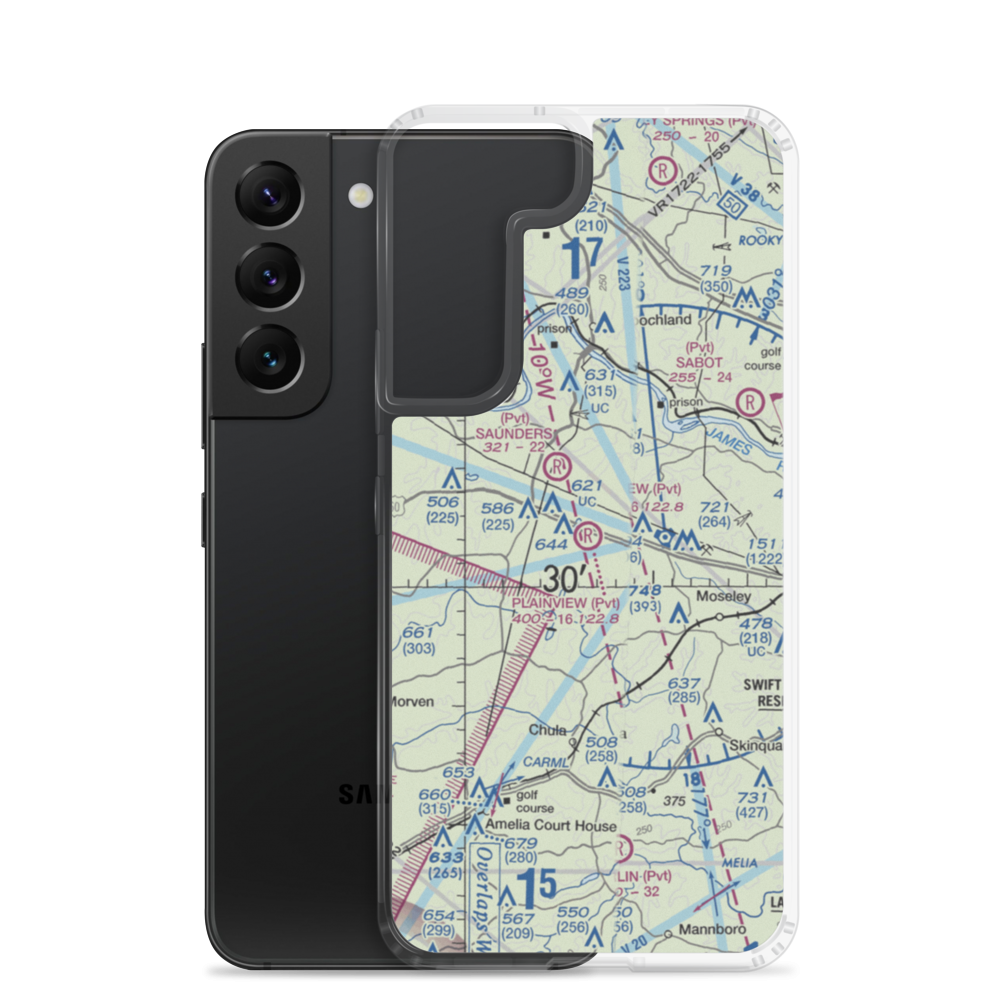 Plainview Airport (VA94) VFR Sectional Samsung Case Samsung Galaxy S22 model shown