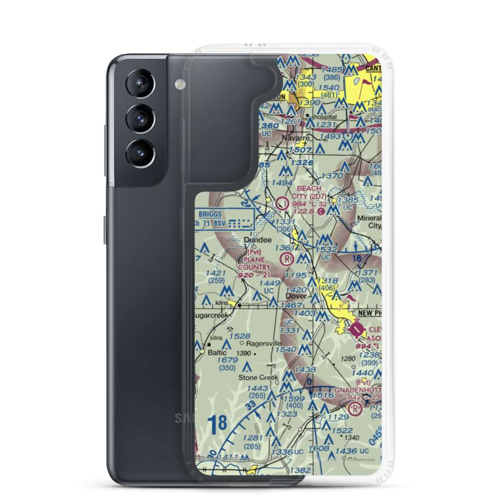 Plane Country Airport (45OI) VFR Sectional Samsung Case Samsung Galaxy S21 model shown