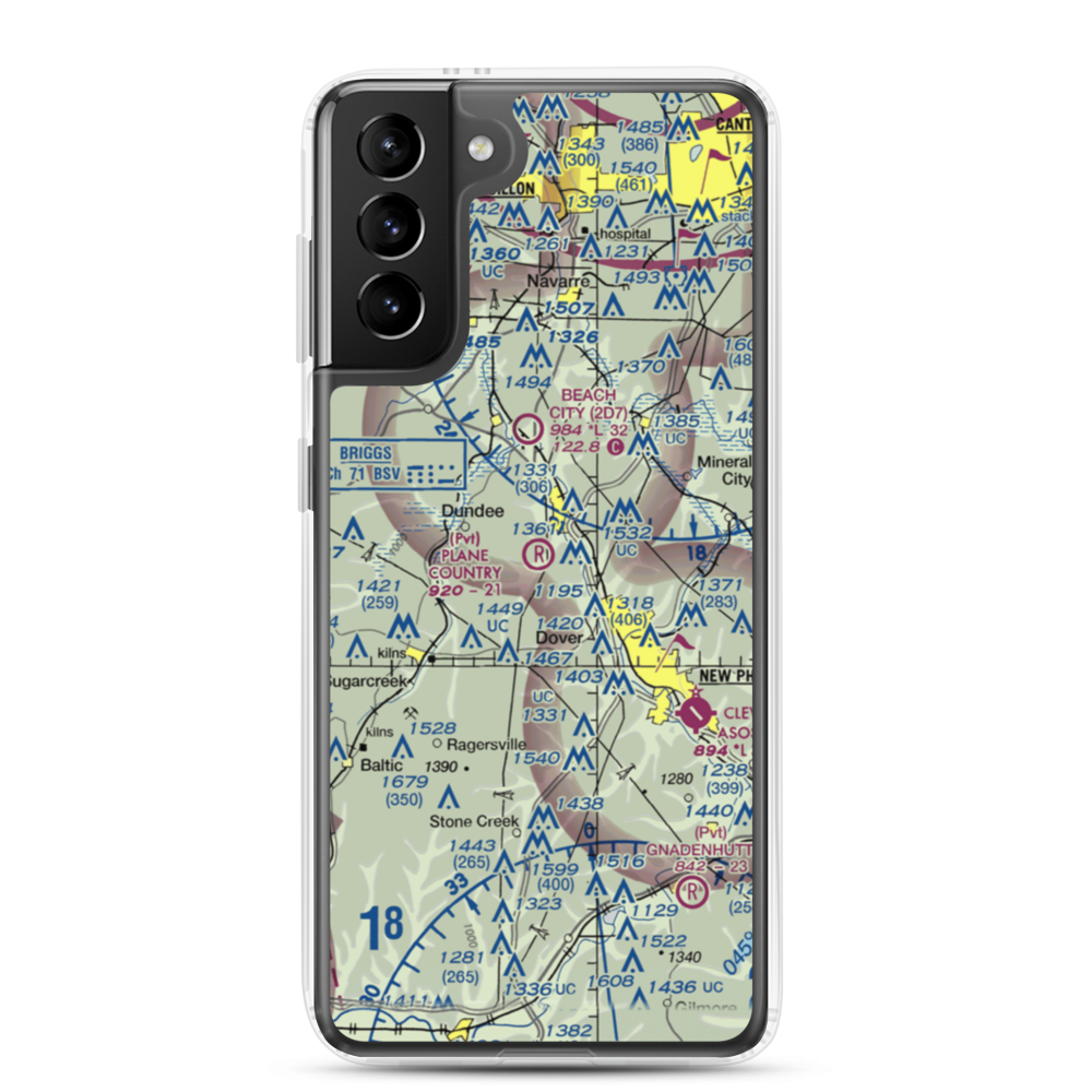 Plane Country Airport (45OI) VFR Sectional Samsung Case Samsung Galaxy S21 Plus model shown