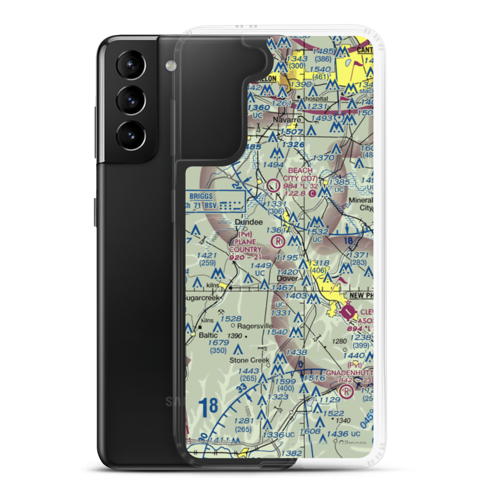 Plane Country Airport (45OI) VFR Sectional Samsung Case Samsung Galaxy S21 Plus model shown