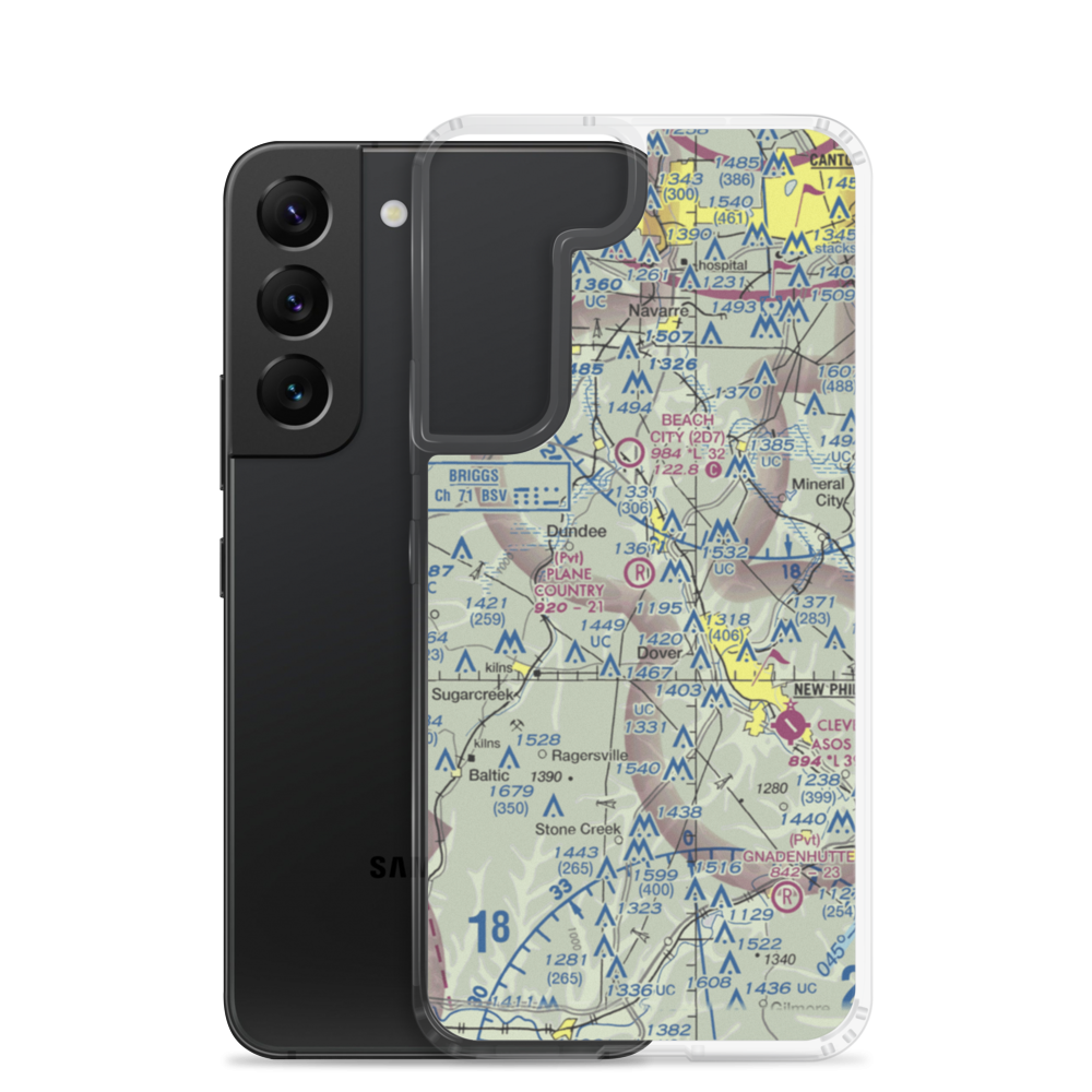 Plane Country Airport (45OI) VFR Sectional Samsung Case Samsung Galaxy S22 model shown