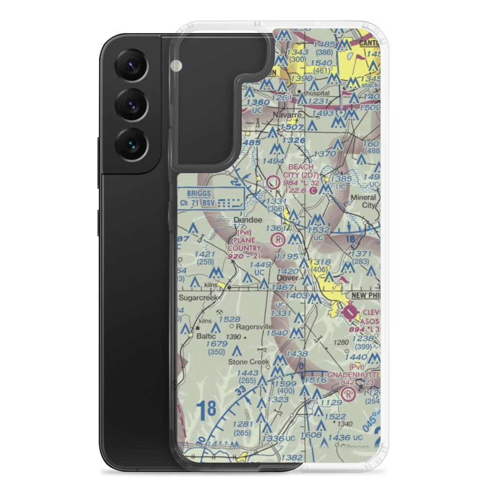 Plane Country Airport (45OI) VFR Sectional Samsung Case Samsung Galaxy S22 Plus model shown
