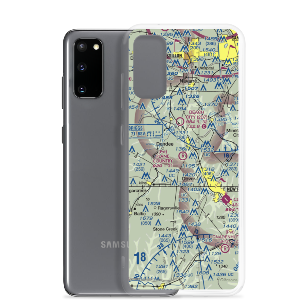 Plane Country Airport (45OI) VFR Sectional Samsung Case Samsung Galaxy S20 model shown