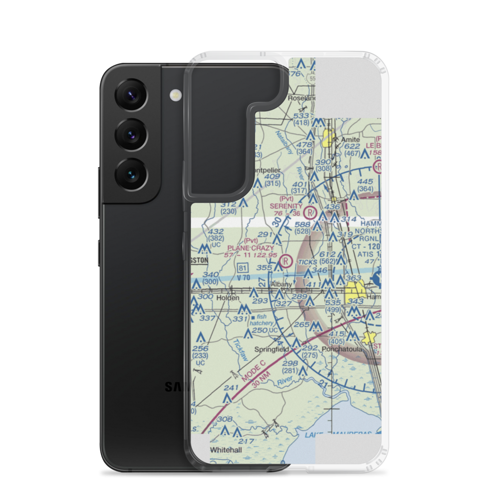 Plane Crazy Airport (25LA) VFR Sectional Samsung Case Samsung Galaxy S22 model shown