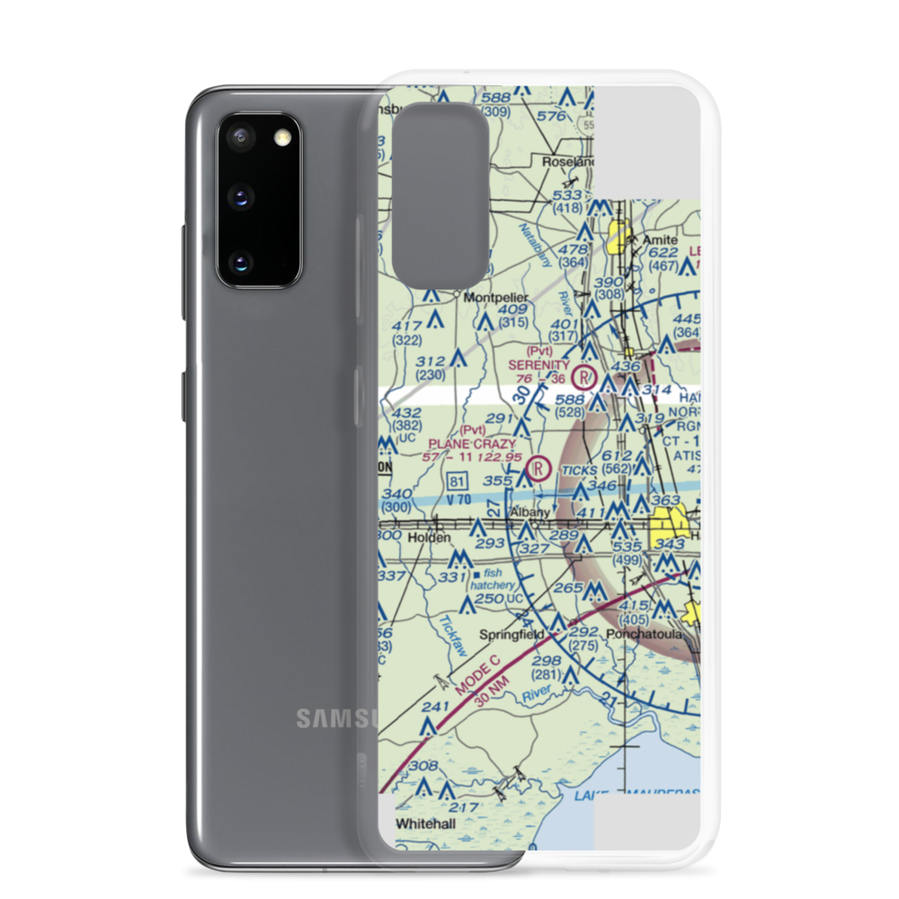 Plane Crazy Airport (25LA) VFR Sectional Samsung Case Samsung Galaxy S20 model shown