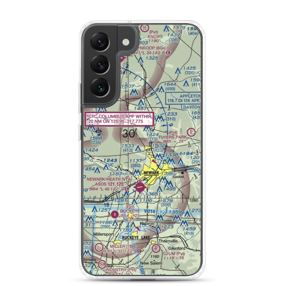 Planevue Airport (OH99) VFR Sectional Samsung Case Samsung Galaxy S22 Plus model shown