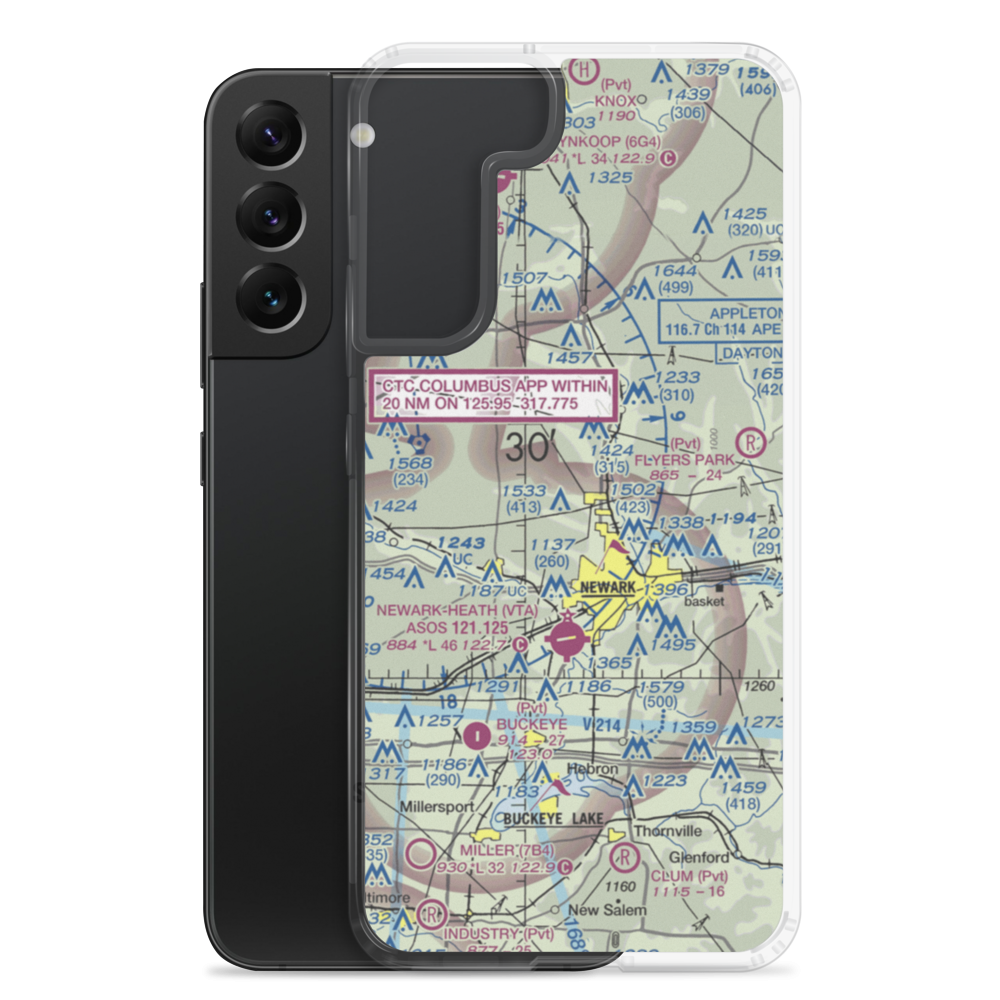 Planevue Airport (OH99) VFR Sectional Samsung Case Samsung Galaxy S22 Plus model shown