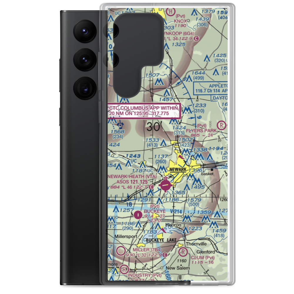 Planevue Airport (OH99) VFR Sectional Samsung Case Samsung Galaxy S22 Ultra model shown