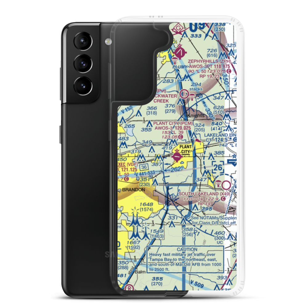 Plant City Municipal Airport (PCM) VFR Sectional Samsung Case Samsung Galaxy S21 Plus model shown