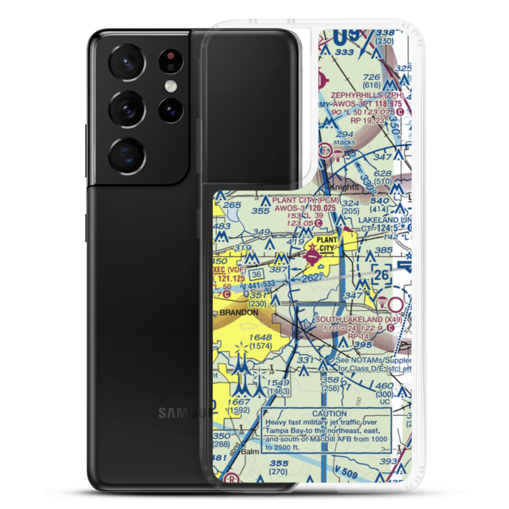 Plant City Municipal Airport (PCM) VFR Sectional Samsung Case Samsung Galaxy S21 Ultra model shown