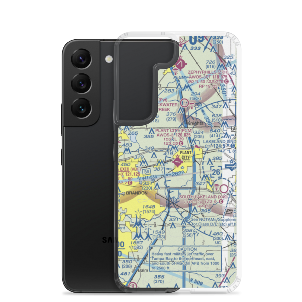 Plant City Municipal Airport (PCM) VFR Sectional Samsung Case Samsung Galaxy S22 model shown