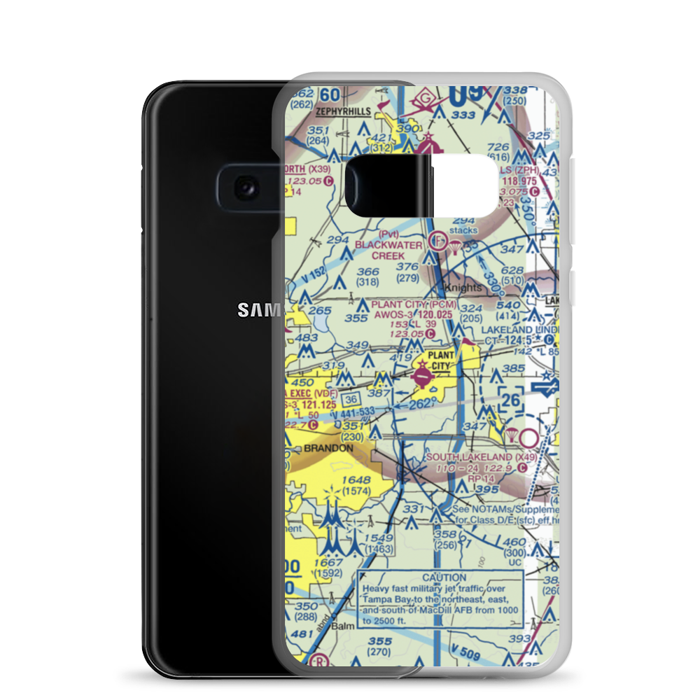 Plant City Municipal Airport (PCM) VFR Sectional Samsung Case Samsung Galaxy S10e model shown