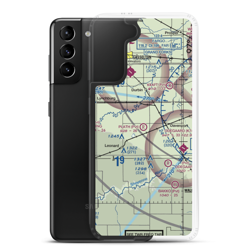 Plath Farms Airport (34ND) VFR Sectional Samsung Case Samsung Galaxy S21 Plus model shown