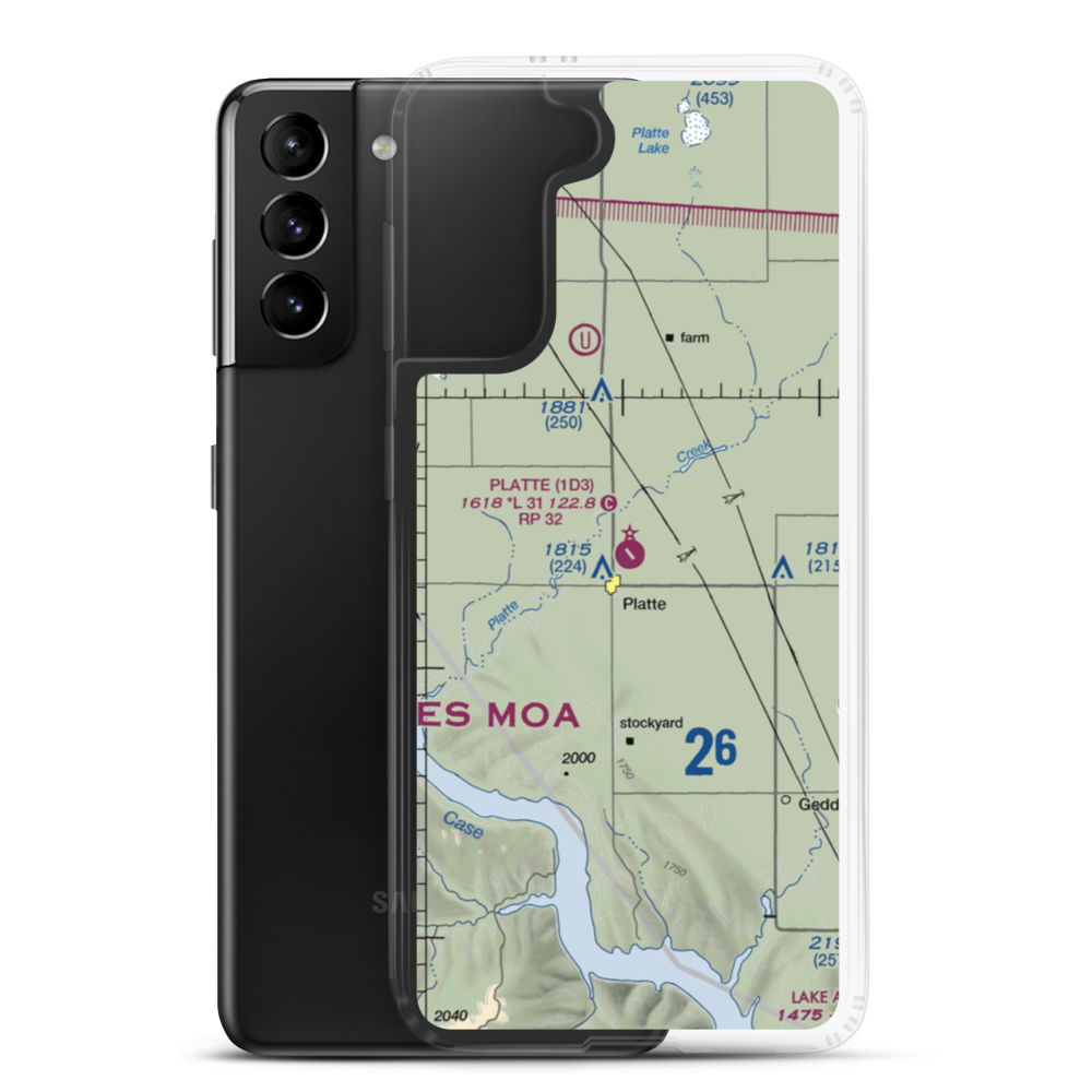 Platte Municipal Airport (1D3) VFR Sectional Samsung Case Samsung Galaxy S21 Plus model shown