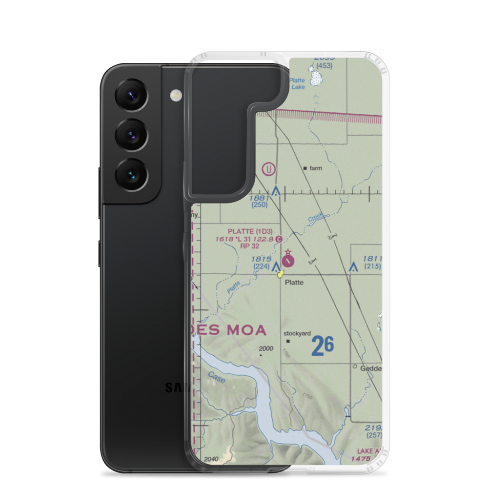 Platte Municipal Airport (1D3) VFR Sectional Samsung Case Samsung Galaxy S22 model shown