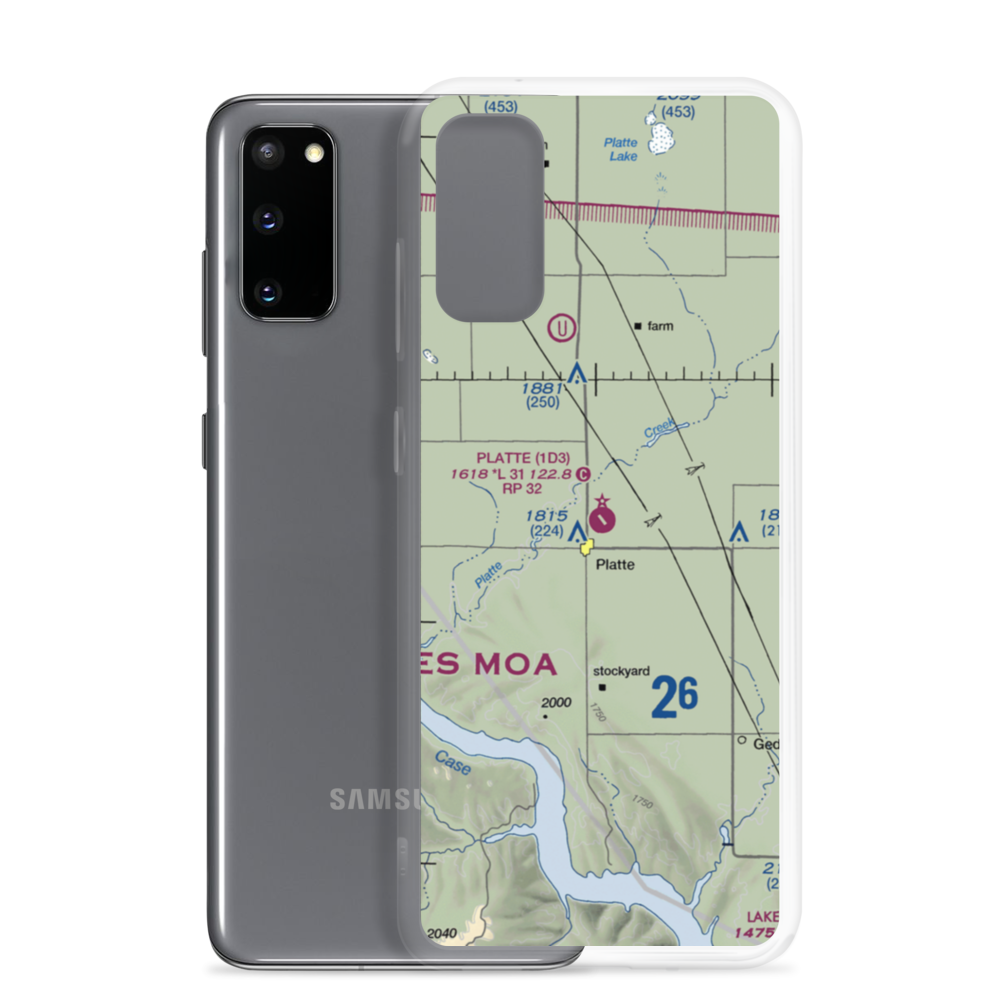 Platte Municipal Airport (1D3) VFR Sectional Samsung Case Samsung Galaxy S20 model shown