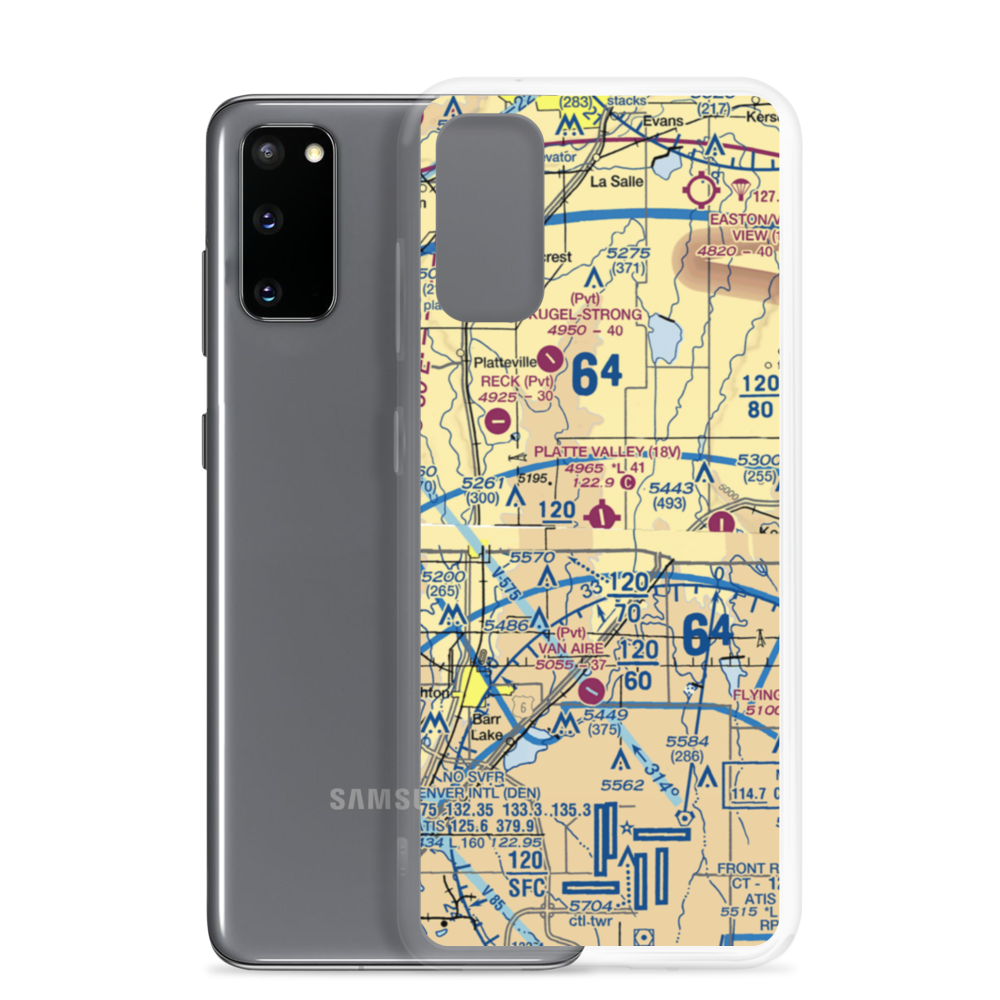 Platte Valley Airpark (18V) VFR Sectional Samsung Case Samsung Galaxy S20 model shown