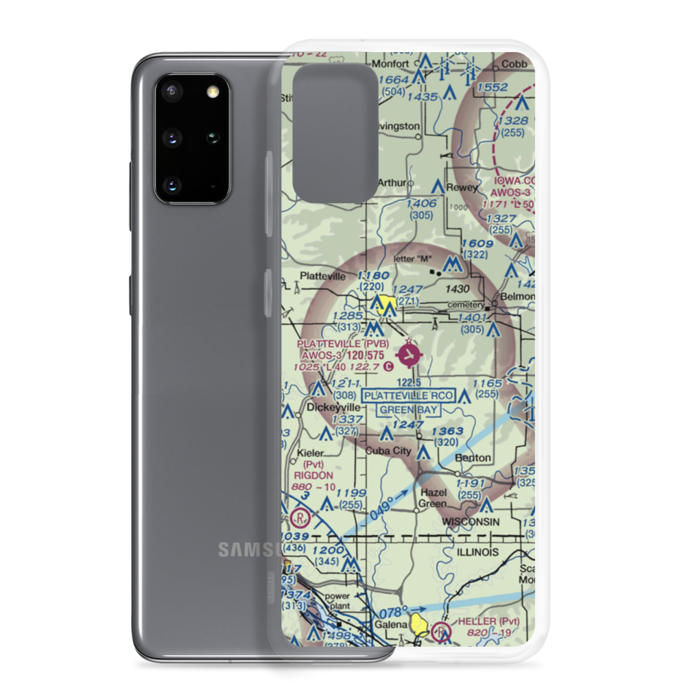 Platteville Municipal Airport (PVB) VFR Sectional Samsung Case Samsung Galaxy S20 Plus model shown