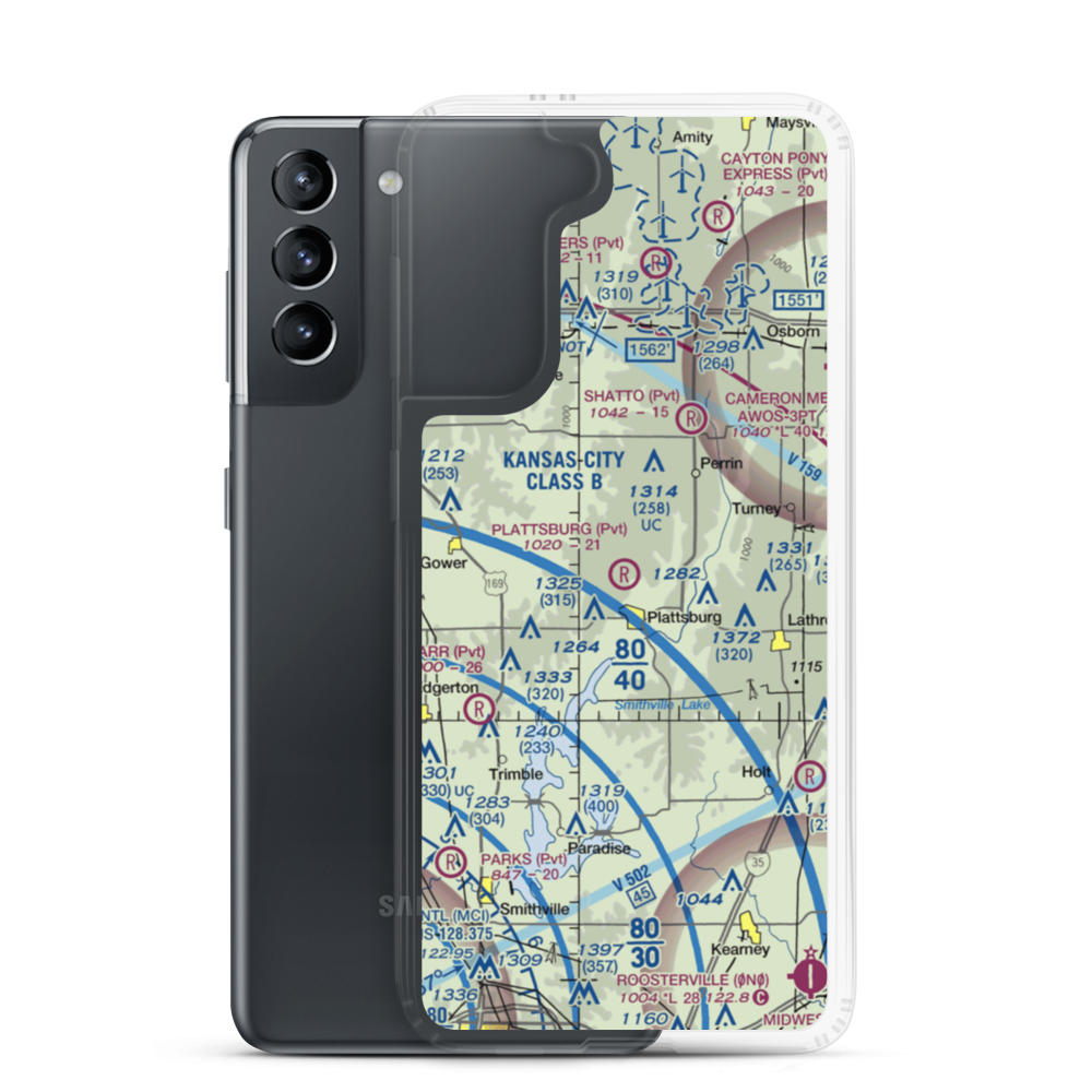 Plattsburg Airpark (5MO) VFR Sectional Samsung Case Samsung Galaxy S21 model shown