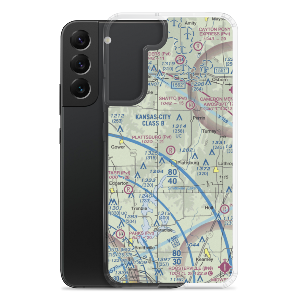 Plattsburg Airpark (5MO) VFR Sectional Samsung Case Samsung Galaxy S22 Plus model shown