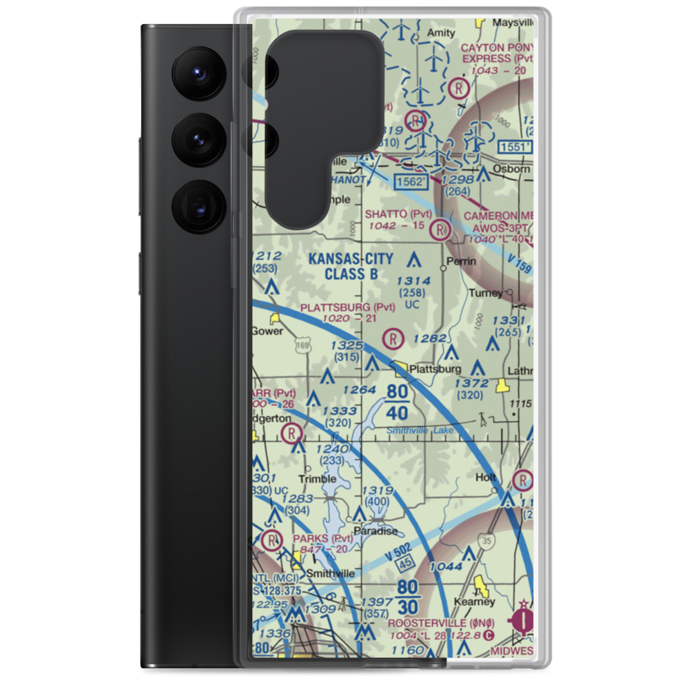 Plattsburg Airpark (5MO) VFR Sectional Samsung Case Samsung Galaxy S22 Ultra model shown