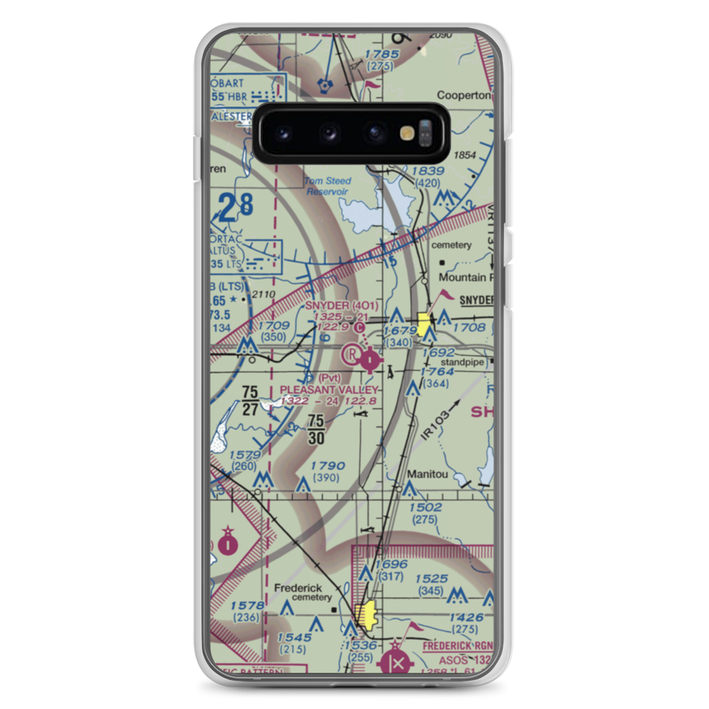 Pleasant Valley Airport (07OK) VFR Sectional Samsung Case Samsung Galaxy S10+ model shown