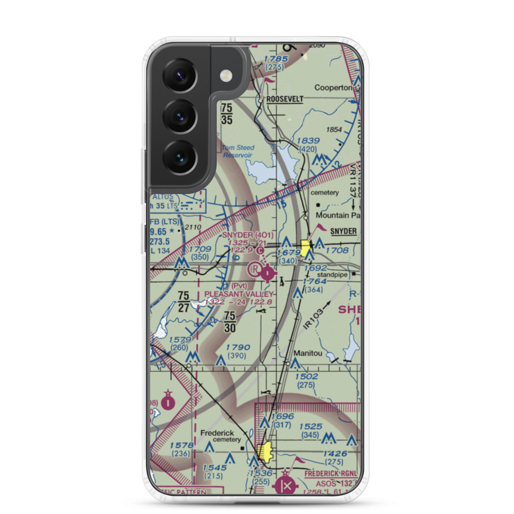 Pleasant Valley Airport (07OK) VFR Sectional Samsung Case Samsung Galaxy S22 Plus model shown