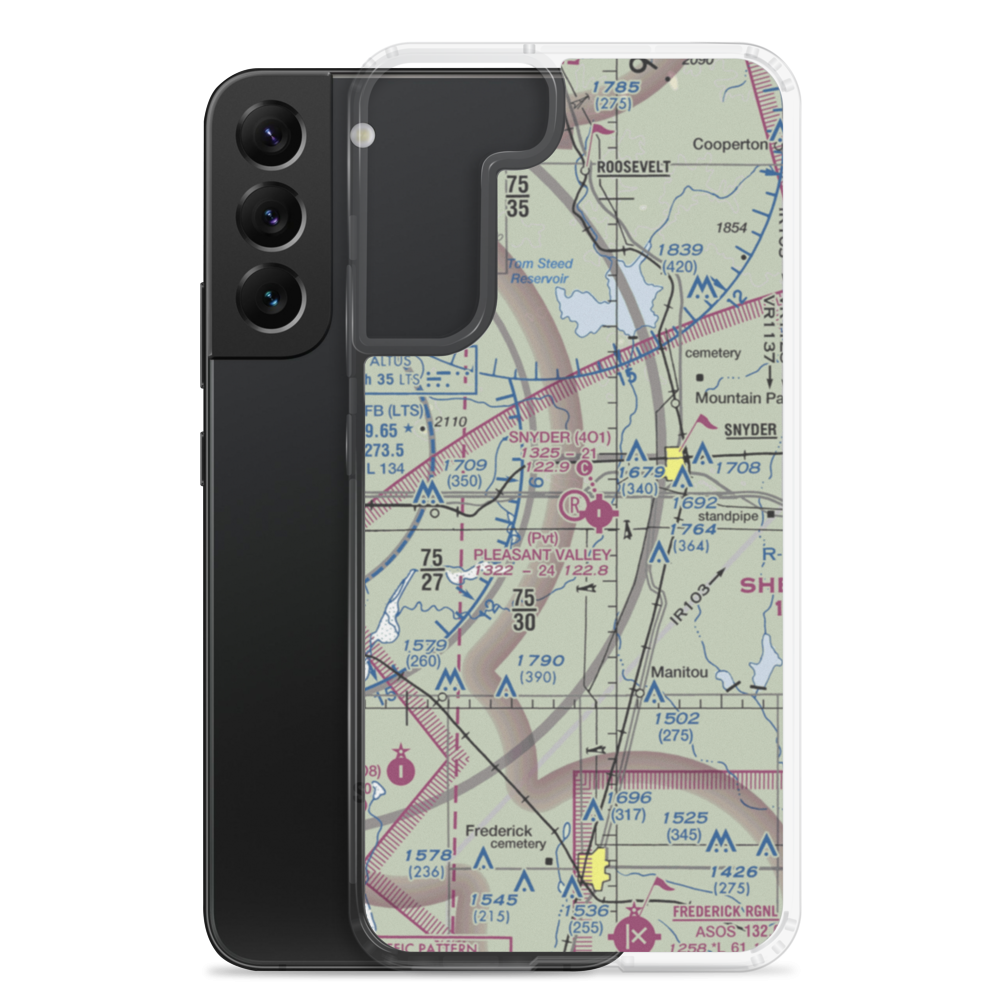 Pleasant Valley Airport (07OK) VFR Sectional Samsung Case Samsung Galaxy S22 Plus model shown