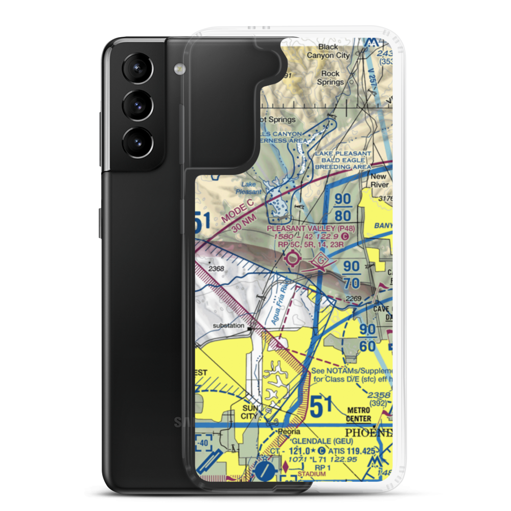 Pleasant Valley Airport (P48) VFR Sectional Samsung Case Samsung Galaxy S21 Plus model shown