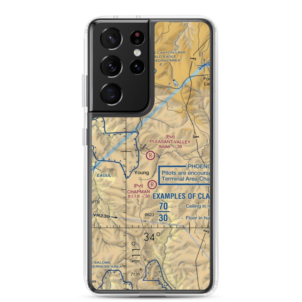 Pleasant Valley Airstrip (24AZ) VFR Sectional Samsung Case Samsung Galaxy S21 Ultra model shown