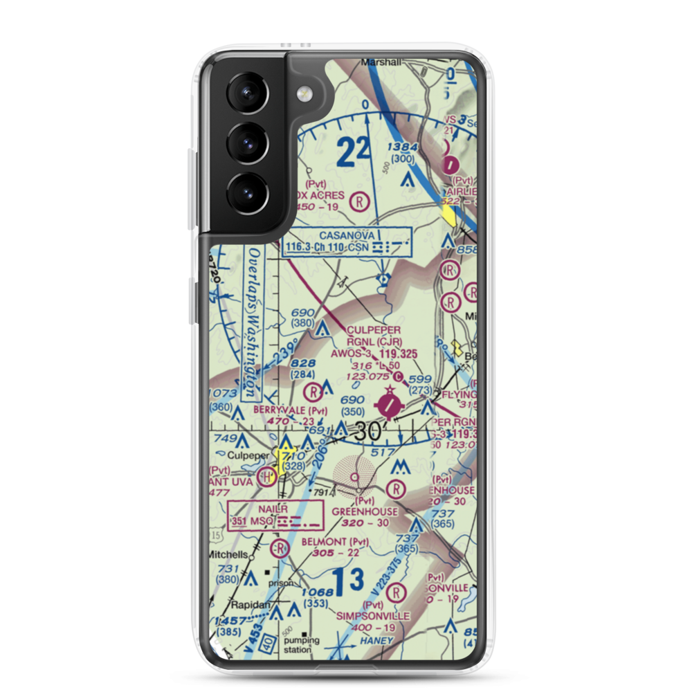 Pleasantdale Field (4VA9) VFR Sectional Samsung Case Samsung Galaxy S21 Plus model shown