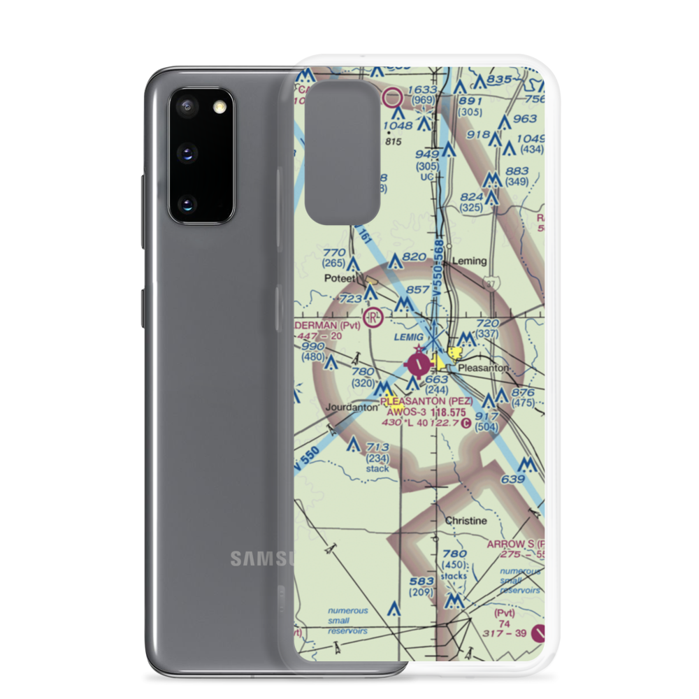 Pleasanton Municipal Airport (PEZ) VFR Sectional Samsung Case Samsung Galaxy S20 model shown