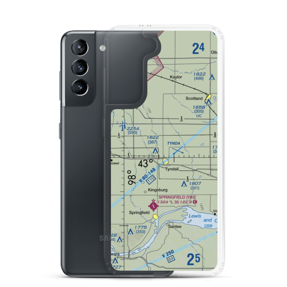 Plihal Farms Airport (SD61) VFR Sectional Samsung Case Samsung Galaxy S21 model shown