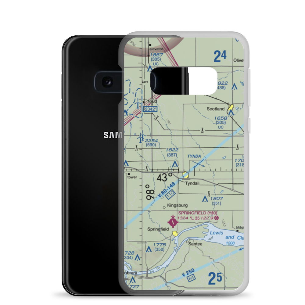 Plihal Farms Airport (SD61) VFR Sectional Samsung Case Samsung Galaxy S10e model shown