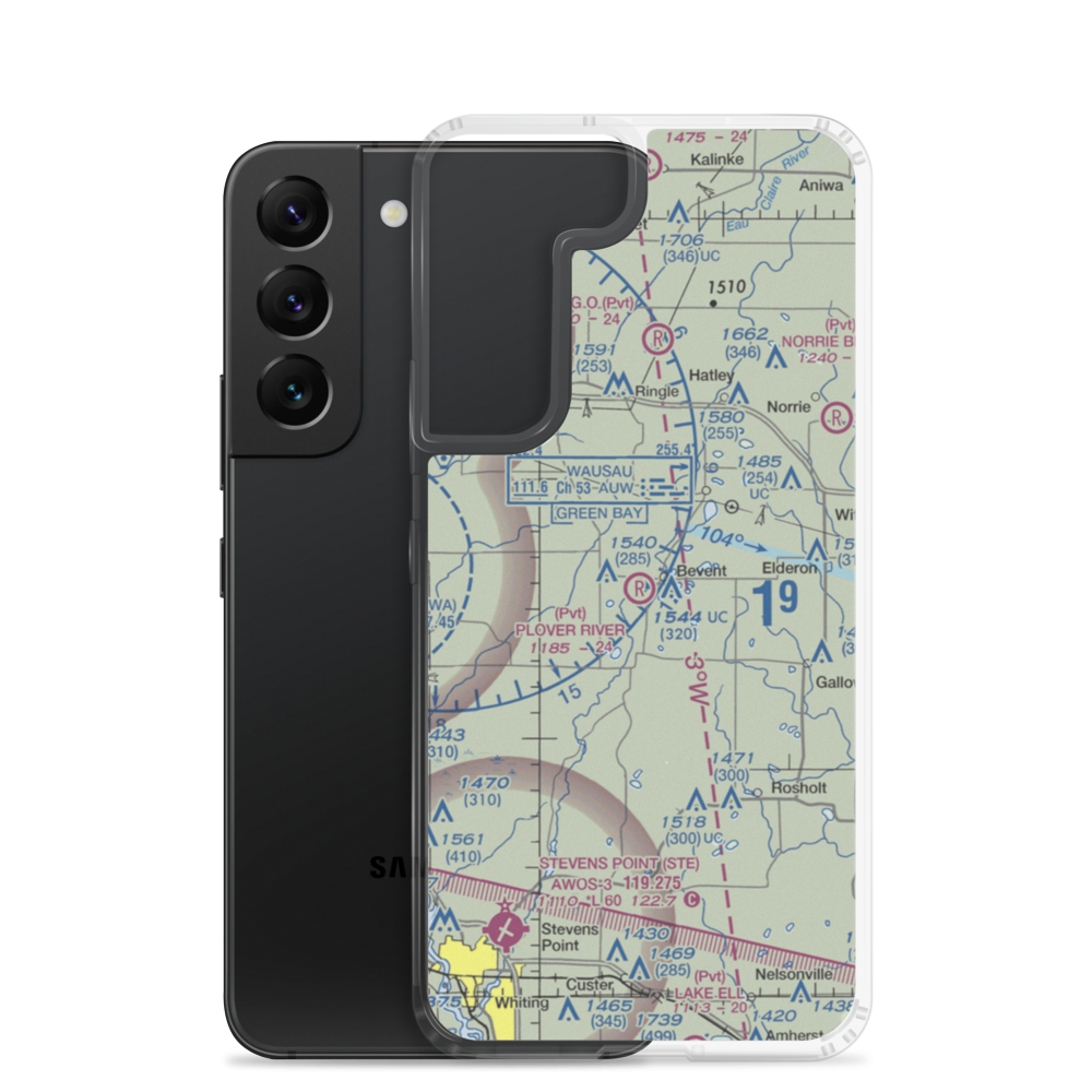 Plover River Airfield (3WI3) VFR Sectional Samsung Case Samsung Galaxy S22 model shown