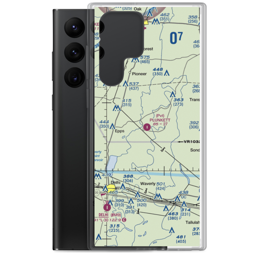 Plunkett Aviation Services Inc Airport (46LA) VFR Sectional Samsung Case Samsung Galaxy S22 Ultra model shown