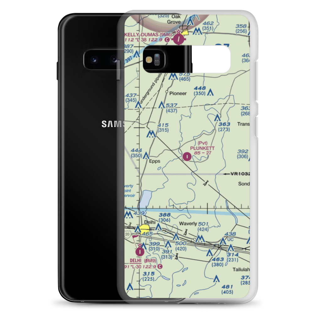 Plunkett Aviation Services Inc Airport (46LA) VFR Sectional Samsung Case Samsung Galaxy S10+ model shown