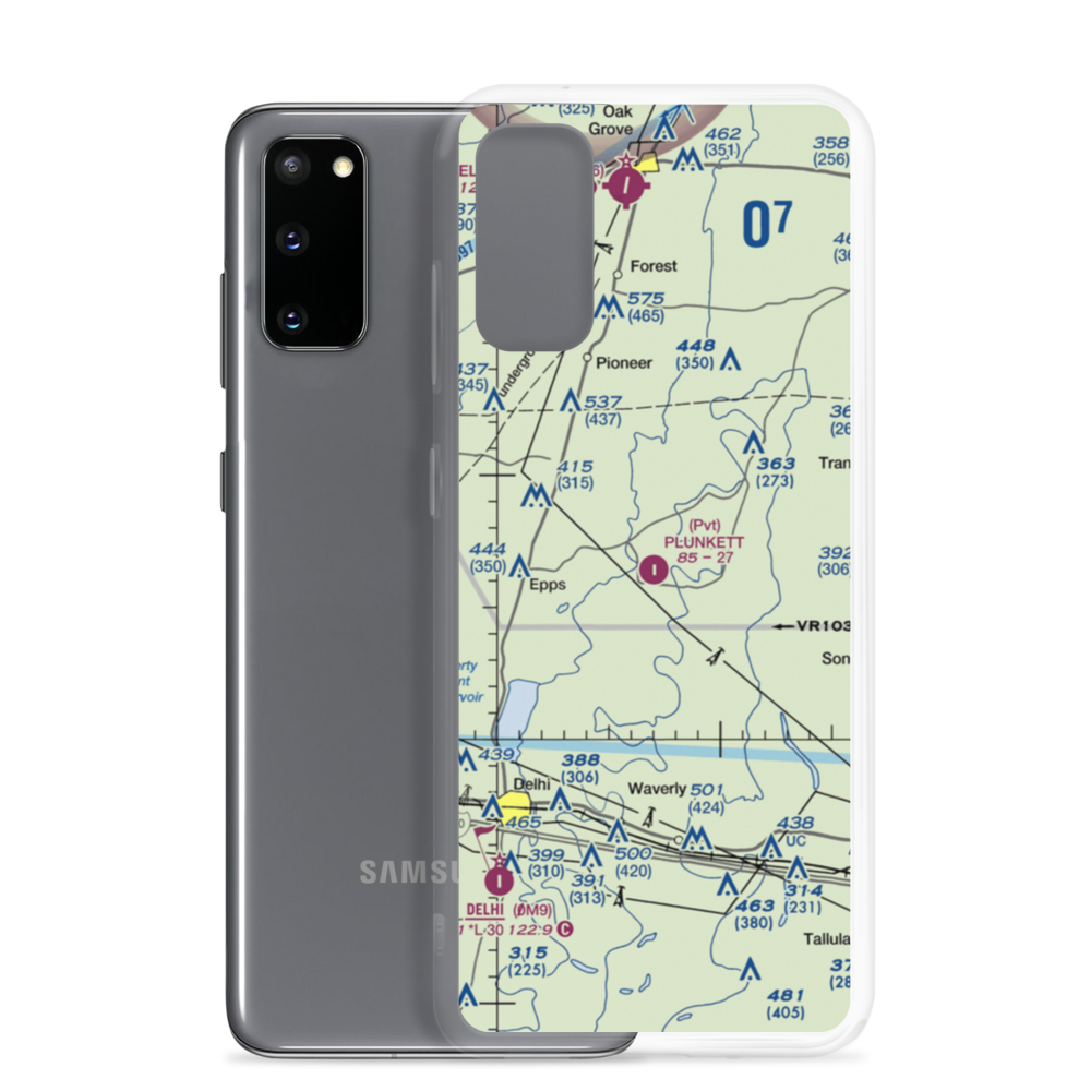 Plunkett Aviation Services Inc Airport (46LA) VFR Sectional Samsung Case Samsung Galaxy S20 model shown