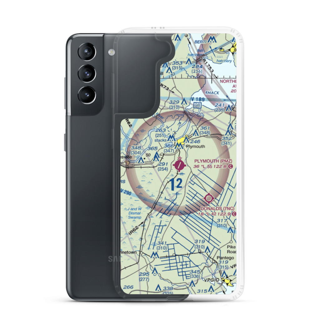 Plymouth Municipal Airport (PMZ) VFR Sectional Samsung Case Samsung Galaxy S21 model shown